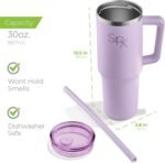 SIPX™ 30 oz Insulated Tumbler with Handle & Straw – Vacuum Insulated Stainless Steel, Leakproof, Cupholder Friendly – Perfect for Iced Coffee, Water & Travel – Purple - Image 5