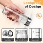 SIEROZUR Glass Juice Bottles With Lids 20oz- 6 Pack Wide Mouth Glass Bottles for Juicing Smoothies, Infused Water, Beverage Storage - BPA Free, Leakproof, Reusable, Borosilicate - Image 3