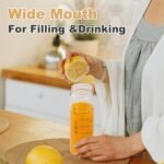 SIEROZUR Glass Juice Bottles With Lids 20oz- 6 Pack Wide Mouth Glass Bottles for Juicing Smoothies, Infused Water, Beverage Storage - BPA Free, Leakproof, Reusable, Borosilicate - Image 4