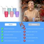 3oz Small Tumbler Shot Glass with Lid and Straw, Mini Tumbler Shot Glass, Stainless Steel Small Cute Cups with Lid and Straw for Wedding Party - 6 Pack - Image 4