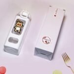 Kawaii Bear Water Bottle With Straw Sport Plastic Portable Square Drinking Bottle For Girl Cute Juice Tea Water Cups 700ml(White,700ml) - Image 3