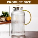 Glass Water Pitcher with Lids and Handles, Hot and Cold Water Bottles, Heat-Resistant Borosilicate Glass Water Jugs, Used for Cold Brewed Tea, Coffee, Lemonade, and Homemade Beverages(2.5L 2PCS) - Image 3