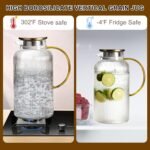 Glass Water Pitcher with Lids and Handles, Hot and Cold Water Bottles, Heat-Resistant Borosilicate Glass Water Jugs, Used for Cold Brewed Tea, Coffee, Lemonade, and Homemade Beverages(2.5L 2PCS) - Image 4