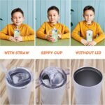 Sublimation Sippy Cup Blank with Handle, 12oz Stainless Steel Sippy Cups, Kids Cups with Straws and Lids Spill Proof Double Wall Vacuum Cup for Children(4 Pack) - Image 4