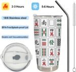 Mahjong Tiles Accessories Tumbler, Mah Jong Gifts Stainless Steel Tumbler with Lid and Straw 20oz, Gifts for Mahjong Players Lovers Travel Coffee Cup - Image 3
