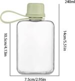 8.2 oz/240 ml Flat Travel Water Bottle, BPA Free Tritan Reusable Plastic Water Bottles Square Plastic Flask Pocket for Camping, Fitness, Outdoor Sports, Fits Purse and Pocket（green） - Image 3
