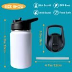 Construction Truck Excavator Bulldozer Kids Water Bottle for School with Straw Lid,12oz Stainless Steel Insulated Water Bottle for Boys & Girls,Leak Proof Lid with Handle & Touch Free Spout (A01) - Image 4