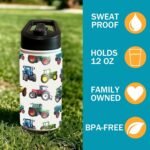 Construction Truck Excavator Bulldozer Kids Water Bottle for School with Straw Lid,12oz Stainless Steel Insulated Water Bottle for Boys & Girls,Leak Proof Lid with Handle & Touch Free Spout (A01) - Image 6