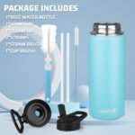 Insulated Water Bottle 18oz Stainless Steel Water Bottles with Straw&2 Lids, Kids Metal Water Bottle Cup for School, Vacuum Insulated Bottles Leak-Proof Travel Cup, Blue - Image 3