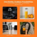 Epica glass bottles with lids – 18oz glass water bottles, reusable juice bottle with lids for storing juices, reusable water bottle durable set of 6 with Carrying Loop Caps - Image 4