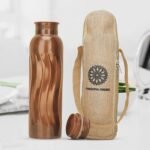 100% Pure Copper Water Bottle for Drinking, 34 Oz Antique Finish Copper Bottle –Leak-Proof,Eco-Friendly, BPA-free Ayurvedic Vessel for Meditation,Yoga, Office, Travel with Carry bag - 1l/1000ml - Image 4