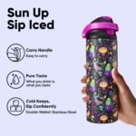 Encool SwiftSip Insulated Stainless Steel Water Bottle with Straw - Leak Proof Sports Water Bottle for School, Travel, Keeps Cold All Day, One-Touch Flip Lid, BPA-Free, 24 oz, Meowgic Night - Image 5