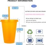 Suertestarry Tumbler with Straw and Lid,Water Bottle Iced Coffee Travel Mug Cup,Reusable Plastic Cups,Perfect for Parties,Birthdays,16oz-5 Pack (Color Glitter) - Image 3