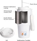 PYD Life 6 Pack Sublimation Tumblers 20 OZ White Blanks with Lid and Plastic Straw Portable String,Stainless Steel Coffee Cups for Tumbler Heat Press Sublimation Oven Printing - Image 4