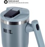 Matte 40 oz tumbler with handle and straw - Leak Proof Tumbler - Insulated Tumblers - Stainless Steel Tumbler - Hot and Cold Drinks (Steep Cliff Gray - 40oz) - Image 4