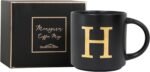 COLLECTIVE HOME - Monogram Ceramic Mugs, 15 oz Golden Initial Black Coffee Cups, Elegant Alphabet Tea Mugs, Elegant Personalized Mug with Gift Box, Unique Mug with Double Side Capital Lette (H) - Image 3