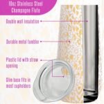 Lilly Pulitzer 10 Oz Stemless Champagne Flute, Small Stainless Steel Tumbler with Lid, Double Wall Insulated Metal Cup, Pattern Play (Gold) - Image 6