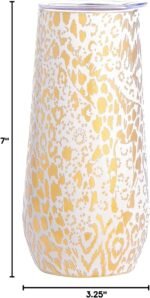 Lilly Pulitzer 10 Oz Stemless Champagne Flute, Small Stainless Steel Tumbler with Lid, Double Wall Insulated Metal Cup, Pattern Play (Gold) - Image 7