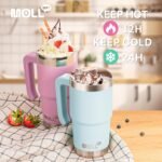 Travel Coffee Mug with Handle 16 oz Stainless Steel Double Wall Vacuum Insulated Tumbler Cup with Lid and Straw (Baby Blue) - Image 3