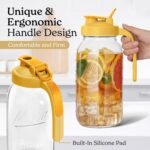 SMIRLY 64 oz Mason Jar Pitcher,Glass Pitcher with Wide Mouth,Water Jug with Double Leak Proof Lid for Iced Coffee,Hot Water,Breast Milk - Image 4