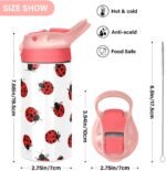 Kigai Ladybug Kids Water Bottle,Insulated Stainless Steel Reusable Metal Thermos Bottles, Leak-Proof Straw Lid, BPA-Free, For Boys,Girls - Image 3