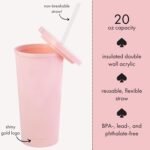 kate spade new york Acrylic Bridal Tumbler with Lid and Straw, 20 oz Tumbler for Bride to Be, Slim Double Wall Tumbler, Miss to Mrs. (Blush) - Image 3