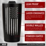 Military Gift Shop 20oz American Flag Tumbler, Insulated Steel USA Coffee Mug with Lid | Disabled Vet Owned Business | Flag 20 oz - Image 4
