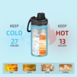 SASEUM Kids Sport Water Bottle 12oz Stainless Steel Double Wall Vacuum Thermal Mug with Leak Proof Spout Lids, Wide Mouth Metal Insulated Water Jug for Gym and Travel（Sky Blue） - Image 7