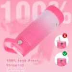 Mininoo Insulated Stainless Steel Kids Water Bottle for School with Straw Lid & Strap, 50 Stickers, 18 oz(Sweat Peach) - Image 5