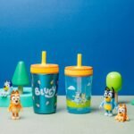 Zak Designs Bluey Kelso Tumbler Set, Leak-Proof Screw-On Lid with Straw, Bundle for Kids Includes Plastic and Stainless Steel Cups with Bonus Sipper, 3pc Set - Image 4
