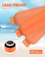 Insulated Water Bottle with Lid, 17 oz Reusable Leak-Proof Metal Stainless Steel Water Bottles for Travel, Sports, Gym, Outdoor (Orange) - Image 4