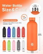 Insulated Water Bottle with Lid, 17 oz Reusable Leak-Proof Metal Stainless Steel Water Bottles for Travel, Sports, Gym, Outdoor (Orange) - Image 5