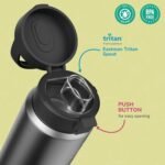 12oz Insulated Water Bottle with Straw, Kids Stainless Steel Double Walled Vacuum Sports Water Bottle with 3 Lids (Straw and Spout Lid) for Boys and Girls, School(Black) - Image 4