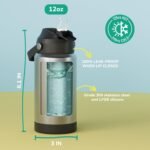 12oz Insulated Water Bottle with Straw, Kids Stainless Steel Double Walled Vacuum Sports Water Bottle with 3 Lids (Straw and Spout Lid) for Boys and Girls, School(Black) - Image 5