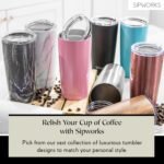Sipworks Stainless Steel Coffee Tumbler: Double-Wall Vacuum Insulated Spill-proof Travel Mug Metal Coffee Cup with Lid, 20-Ounce White Marble - Image 9