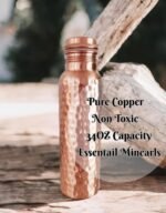 100% Pure Copper Water Bottle For Drinking Water – 34oz Ayurvedic Leak-Proof Copper Bottle | Handmade Hammered Design | BPA-Free, Eco-Friendly, Made in India | - Image 5