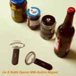 Magnetic 2-IN-1 Jar Opener, Bottle Opener, For Releasing Vacuum Seal, Heavy Duty Stainless Steel, Strong Magnet For Fridge, Great for Kids and Arthritis, 2-PCs, Black - Image 3