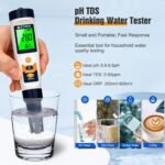 Hydrogen Water Tester pH H2 ORP Meter, Hydroponic pH TDS EC Meter, 6 in 1 pH H2 ORP TDS EC Temp Tester for Drinking Water and Pool, Dissolved Hydrogen Tester for Hydrogen Water Bottle - Image 4