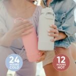 Hydrapeak 32oz Sport Insulated Water Bottle with Straw Lid, Leak & Spill Proof, Keeps Drinks Cold for 24 Hours, Hot for 12 Hours, Premium Stainless Steel Water Bottles (32oz, Pink) - Image 4