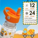 Construction Kids Water Bottle With Straw Lid 12oz Insulated Stainless Steel, Truck Travel Tumbler, Gifts For Boys, Birthday, Christmas, Back To School - Image 4