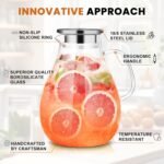 SUSTEAS 3 Litre 101oz Glass Pitcher Jar with Lid and Nozzle, 3.17Quart Cold/Hot Water Glass Water Bottle, Ice Tea for Refrigerator, Large Water Jar for Juice, Milk, Coffee or Homemade Drinks - Image 4