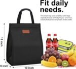 Lunch Bags for Women Insulated Reusable Lunch Tote with Internal Pocket, Adult Lunch Tote bag for Work (Black - Image 3