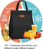 Lunch Bags for Women Insulated Reusable Lunch Tote with Internal Pocket, Adult Lunch Tote bag for Work (Black - Image 4