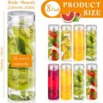 Uiifan 8 Pcs Wide Mouth Glass Water Bottle with Lids 16 oz Reusable Juice Bottles Leakproof Glass Containers for Liquids Portable Drinking Jars for Smoothies Cold Brew Juices Storage - Image 3