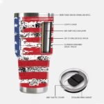 30oz Stainless Steel Tumbler - USA FlagTumbler with Lid and Straw, Double Walled Travel Mug Insulated for Hot & Cold Drinks, Vacuum Insulated Water Bottle for Home, Patriotic Gift - Image 3