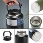 1.5 Gallon Large Insulated Water Bottle + Stainless Steel Cup, 50 oz, Black, 1500 ml Tumbler Jug, Insulated Container, Insulated Jar, 304 SS Thermal Mug, Leak-Proof, Hot/Cold for Sports Travel Gym - Image 4