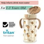 Evorie Tritan Spill Proof Toddler Straw Sippy Cup, 10 oz for Baby and Toddlers 1-3 Years Old, No Spill Straw Water Bottle with Removable Handles, Ideal for School, BPA-Free, Honey Bear - Image 3