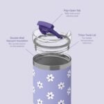Ottle Seaside Sipper 20 oz Insulated Stainless Steel Coffee Tumbler, Reusable Iced Coffee Cup, Hot Coffee Travel Mug with Lid, BPA Free, Leak-Proof Lid - Daisy Love - Image 6
