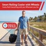 Ultra Compact Cooler Smart Cart with Wheels - Collapsible Insulated Cooler Bag - Foldable Travel Cooler 36 Cans - Leak Proof Trolley - Black - Image 3