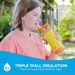 GROSCHE Alpine Flip n' Sip 16oz Insulated Kids Water Bottle - Stainless Steel, Leakproof Flask with Straw - Perfect for Gym, Travel & Outdoor Use - Keeps Water Cold upto 60 hrs - Sandcastle Yellow - Image 5